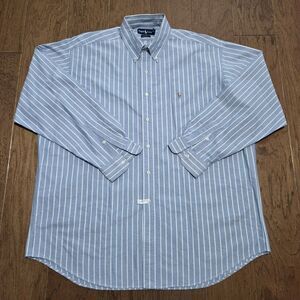 Polo Ralph Lauren Blake Shirt Mens XL Blue Oxford Striped Flesh Pony Preppy